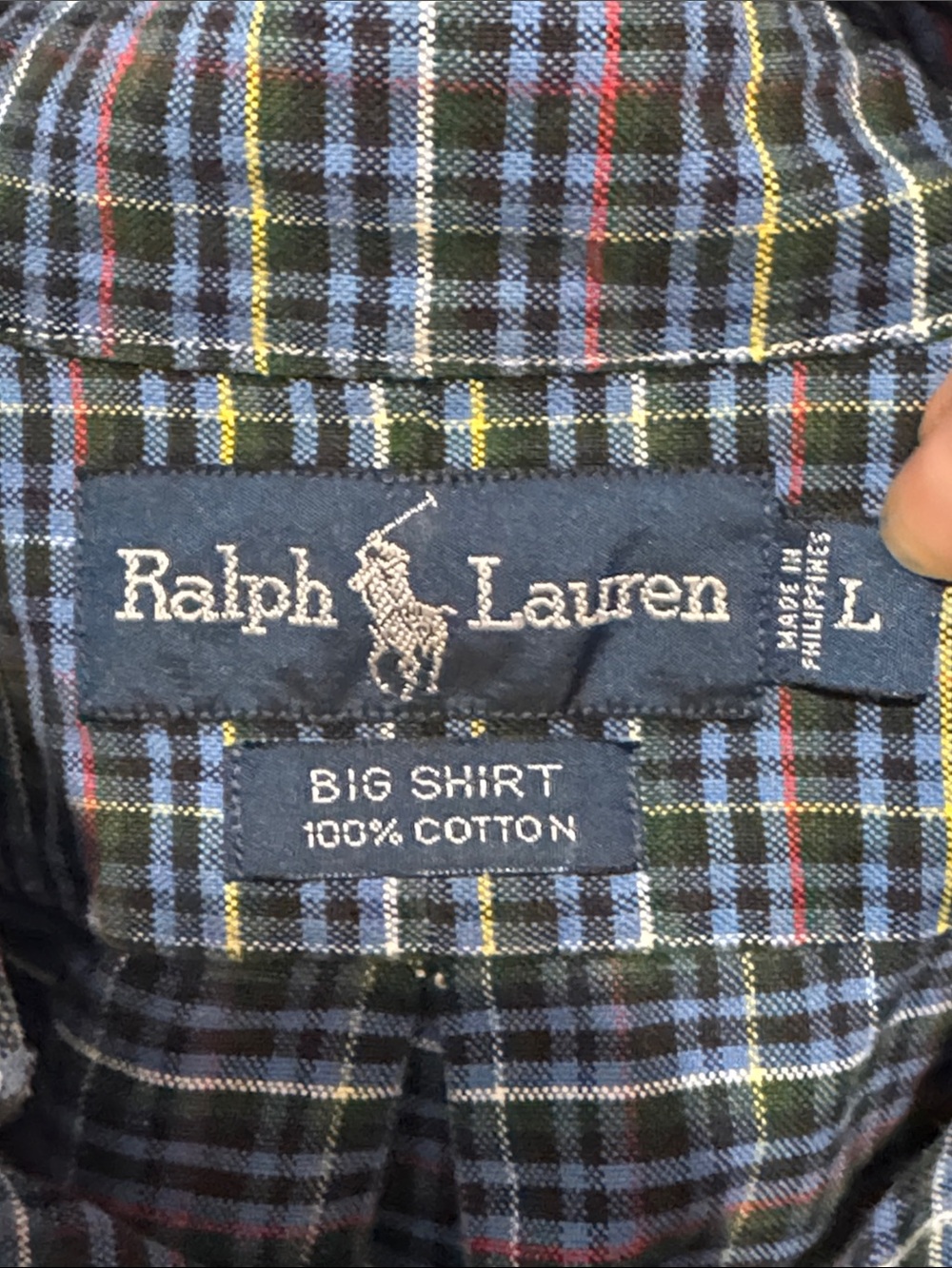 Ralph Lauren Big Shirt Plaid 100%‎ Cotton Men’s Large - Picture 3 of 6